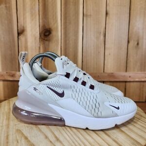 Nike Air Max 270 Shoes Youth 5Y White Burgundy Kids Running Sneakers 943345-119
